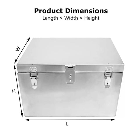 Heavy Duty Stainless Steel Outdoor Tool Box With Silent Hydraulic Lift And Double Latch Weatherproof Storage For Home Garage Workshop Warehouse Or Job Site 59 Inch Long product dimensions diagram