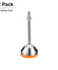 Heavy Duty Adjustable Leveling Feet With M8 X 100mm Thread Pairs Of Yellow Swivel Base Floor Stabilizers, 2 Pack, steel, orange rubber base.