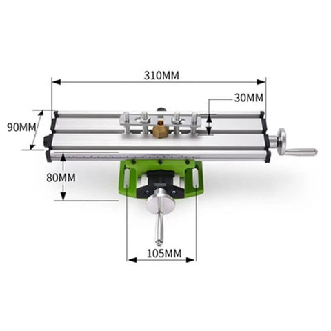 Heavy Duty Bench Drill Vise With X And Y Axis Adjustment Coordinate System For Metal Lathe Milling Fixture Table, measuring 310x90x80mm.
