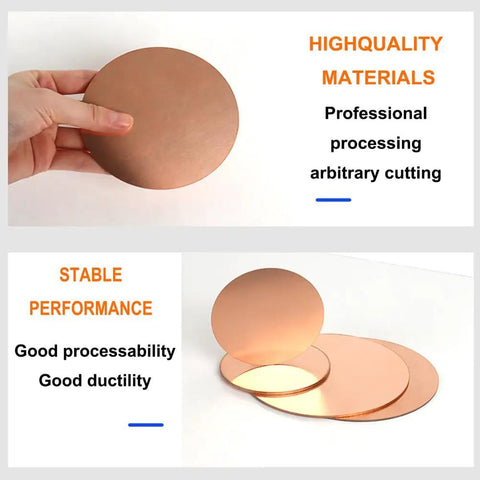 Heavy Duty Solid Copper Round Disc With 110mm Diameter And 1mm Thickness For Cnc Machining And Electrical Wiring held in hand.