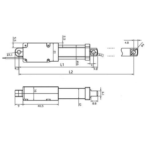 12V DC Micro Linear Actuator Motor With 65mm Stroke And 188N Force For Pro Grade Quiet Smooth And Precise Motion In Industrial Automation DIY Projects. dimension drawing