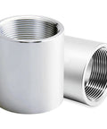 Half Inch NPT Threaded Full Coupling Aluminum 6061 T6 Schedule 40 Pipe Fitting 2 Pack Durable Rust And Corrosion Resistant For Plumbing Air And Industrial Projects, 2 aluminum threaded couplings