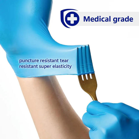 Blue Nitrile Exam Gloves 3.5 Mil Latex Free Powder Free Textured Fingertips Pro Grade Medical Disposable Gloves resistance test