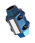 Metal Car Gasoline Saver Device For Better Fuel Economy Save Gas Without Sacrificing Power Reduces Engine Dirt And Corrosion High Temp Resistant Magnet Tool Blue showing side view, blue metal with screw details