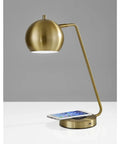 Emerson Desk Lamp With Wireless Charging Pad And USB Port 7W LED Reading Light For Home Office Qi Inductive Charging To Juice Up Your Phone Modern Mid Century Style Indoor Lighting For Any Space in brass finish with phone charging