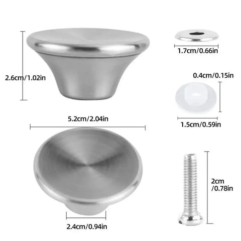 Awesome 10 Piece Pot Lid Replacement Knobs With Curved Loop Handles For Smooth One Hand Lifting Plus Stainless Steel Dishwasher Safe Cookware Parts Kit, stainless steel knob dimensions