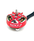 Beefed-Up 1203 Brushless Motors for 2-3 Inch Prop Drones, 11500KV, 8000KV, 6000KV Options, durable silver red finish