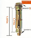 Heavy Duty Expansion Bolts M6 x 50mm Sleeve Anchors For Concrete Brick And Masonry 12 Pack Includes 0.39 To 0.47 Inch Drill Hole 10mm Wrench Size High Load Capacity Fastenings For Structural Installations