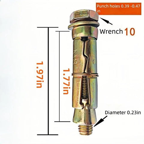 Heavy Duty Expansion Bolts M6 x 50mm Sleeve Anchors For Concrete Brick And Masonry 12 Pack Includes 0.39 To 0.47 Inch Drill Hole 10mm Wrench Size High Load Capacity Fastenings For Structural Installations