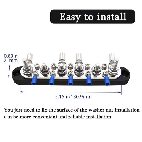 Battle Ready Heavy Duty 12V Bus Bar And Ground Power Distribution Block 250A Marine Terminal Kit with easy installation features.