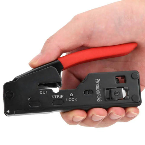 All In One Ethernet Cable Crimping Tool With Wire Cutter And Stripper For Cat5 Cat5e Cat6 Cat6a Cat7 8P8C 6P6C Crystal Head Plier In Hand