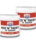 Two tubs of Red N Tacky Grease 1 Pound 2 Pack Heavy Duty Lithium Grease Waterproof High Temp For Trailer Bearings Farm And Auto Use