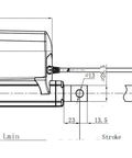 Heavy Duty Smart Linear Actuator Motor Delivering A Smooth 36V Thrust With A Meaty 400 Mm Stroke Rock Solid 12000 N Pushing Capability technical drawing showing dimensions.