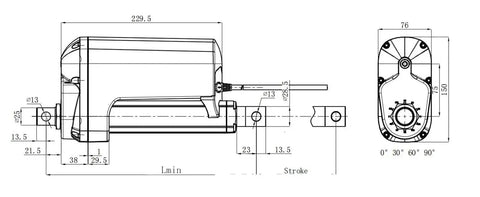 Heavy Duty Smart Linear Actuator Motor Delivering A Smooth 36V Thrust With A Meaty 400 Mm Stroke Rock Solid 12000 N Pushing Capability technical drawing showing dimensions.