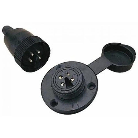 Bad Boy Molded Thermo Plastic 4 Pin Polarized Electrical Outlet For Marine Boat Deck Wiring Weather Resistant Waterproof Socket Connector Safe Supply, showing a 4-pin design.
