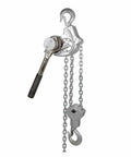 Close-up of Lightweight Aluminum Lever Chain Hoist 0.75T 1.5T 3T Manual Chain Block with Low Headroom and Ergonomic Grip.