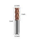Half Inch Carbide Roughing End Mill With TiN Coating, Four Flute CNC Router Bit For Carbon Steel, Alloy Steel, And Hardened Steel