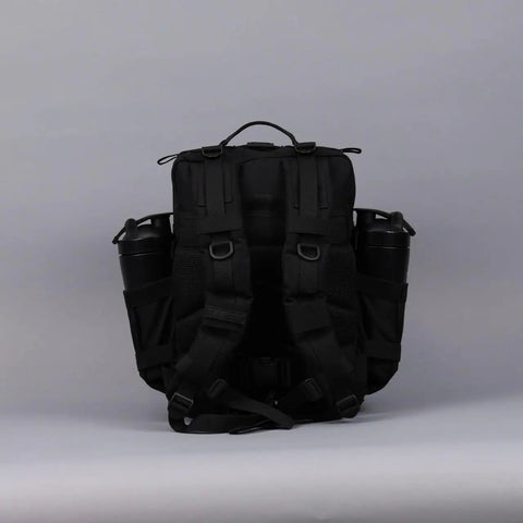 Back view of 25L Tactical Gym Backpack Nightshade Edition With 1000D Waterproof Oxford Fabric, dual cup holders, MOLLE webbing