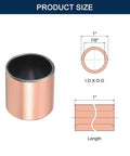 HiPicco sleeve bearing, front view: copper cylinder with 7/8 in bore, 1 in OD, 7/8 in length, self-lubricating, 4-pack