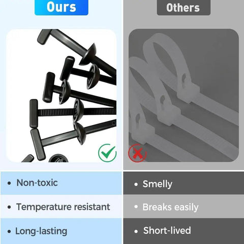 Comparison of heavy duty nylon universal cable tie buckles for cars with other ties, highlighting durability and features.