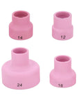 Ceramic Cup Kit Set for Welding Torch, 5 Pcs Alumina Cups With 12, 14, 16, 24 Diameters and a 2.4mm Center Hole Diameter, pink alumina cups