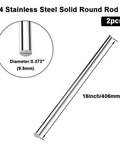 Long 16 Inch 0.375 Inch Diameter 304 Stainless Steel Solid Round Rod For DIY Craft And Metalworking Pack Of 2 Rust Resistant Weldable Smooth Finish Durable Shaft Rods For Projects