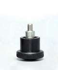 Real Deal M8 Index Plunger With Spring Loaded Dowel Pin And Locking Bolt Drop In Fit For CNC Milling and Jig Tools, black and silver, front view.