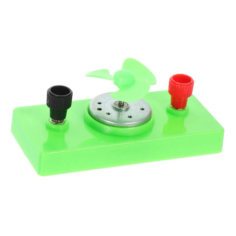 Mini Solar Powered Generator Motor For DIY Science Projects And STEM Kits, green unit with connectors and small fan