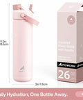 26 Oz Stainless Steel Insulated Water Bottle With 2 In 1 Straw And Spout Lid Keeps Drinks Ice Cold All Day Leak Proof Fits Car Cup Holder Perfect For Sports Travel And School Cotton Candy shown with packaging
