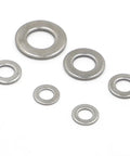 Flat Washer Set Stainless Steel 304 M1.6 M2 To M12 High Resilience Gasket Kit 50 Pcs Heavy Duty Metal Fasteners For Hardware Furniture Medical Equipment Rail And More., assorted stainless steel washers