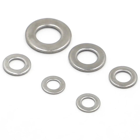 Flat Washer Set Stainless Steel 304 M1.6 M2 To M12 High Resilience Gasket Kit 50 Pcs Heavy Duty Metal Fasteners For Hardware Furniture Medical Equipment Rail And More., assorted stainless steel washers