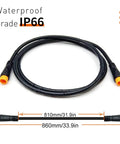 Ebike Extension Cable Julet 2Pin 3Pin 4Pin 5Pin 6Pin Waterproof Connector Female To Male, 810mm length, IP66 grade, black