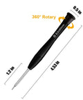 Precision driver from No Sweat Eyeglass Repair Kit, 4.53 in long, black handle, 360° rotary for easy use.
