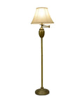 Wellington Steel Swing Arm Floor Lamp In Antique Brass, adjustable with classic silhouette and faux silk shade for modern living room.