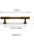 Antique Brass Cabinet Pulls Set Of 10, 3-3/4 Inch Hole Center Solid Zinc Alloy Dresser Drawer Handles with dimensions and weight