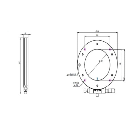Technical drawing of Tough As Nails Precision Rotary Tilt Table For Garage Or Machinist Shop Durable Aluminum Alloy Angle Platform.