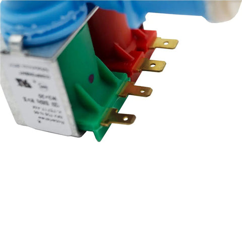 Side By Side Refrigerator Dual Water Inlet Valve Assembly Replacement Model Specific Blue Not Universal Fits W10408179 IMV708 AP5263471 2188622 2188708 2304757 2315534 close-up