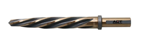 Pro Grade High Speed Steel Spiral Flute Car Reamer Set With Gold Oxide showing a single spiral reamer with straight shank and stop collar