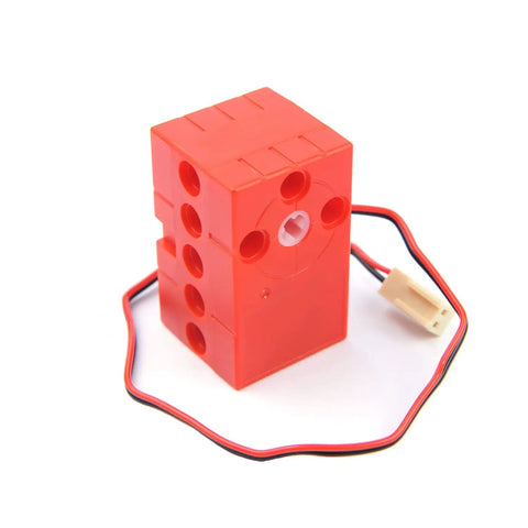 Red 360 Degree Dual Output Axle Microbit Motor with High Torque 2Kg for Arduino, showing front view with wiring and connection ports.
