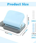 Six Hole Spiral Binding Punch For Planners And Home Office 8 Sheet Capacity Includes 20 Binder Rings, product dimensions shown
