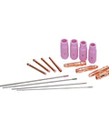 TIG Welding Accessories Kit For WP17 Style Torches Including Back Cap Collet Bodies Ceramic Nozzles Collets And Tungsten Electrodes In One