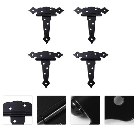 Heavy Duty Black Iron Strap Door Hinges 4 Pack With Eight Pre Positioned Screw Holes Built To Last and Tough As Nails And Easy Install