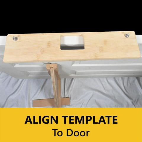4 Inch Hinge Mortising Template With One Quarter Inch Radius Corners For Doors, Pro Grade Router Jig For Exterior And Interior Wood Door Installations, Repositionable Seventeen Inch Carrier For Easy Custom Hinge Spacing By Big Horn on door.