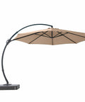 11 Ft Deluxe Cantilever Outdoor Umbrella With Base Included Heavy Duty Rotating Offset Patio All Weather Shade For Market, Pool, Garden, Backyard, Or Deck Beige