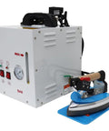 Heavy Duty 1600W Steam Ironing Station With 4L Tank And 900W Iron Head for commercial use, featuring gauge and controls.