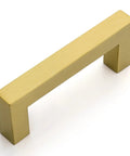 30 Pack Gold Cabinet Pulls 3 Inch Brass Kitchen Cabinet Handles Stainless Steel Square Pulls For Kitchen And Bathroom Cabinets 3 Inch Hole Center Satin Gold Finish Durable Easy Install Premium Hardware, single pull angled view