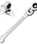 One Quarter Inch Flex Head Ratcheting Wrench With Open End And Box End, 72 Tooth, 12 Point, Industrial Grade Chrome Vanadium Steel