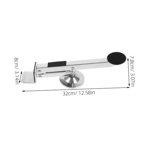 Heavy Duty Door Lifter Tool For Drywall And Board Work Easy Window Hinge Hoist multi function tool with a steel frame and foot pedal.