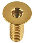 Top Notch Five Piece M6 Titanium Hex Socket Flat Countersunk Screw Set 25mm Long with rainbow finish.