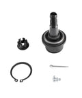 ASTARPRO front suspension kit components: black metal ball joint with stud, retaining ring, cotter pin, screw, and clip